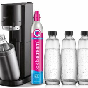 SodaStream Wassersprudler "DUO Vorteilspack", (Set, 6-tlg), (1x SodaStream Wassersprudler DUO (titan), 1x CQC CO2-Zylinder, 3x 1L Glasflasche und 1x 1L spülmaschinenfeste Kunststoff-Flasche)