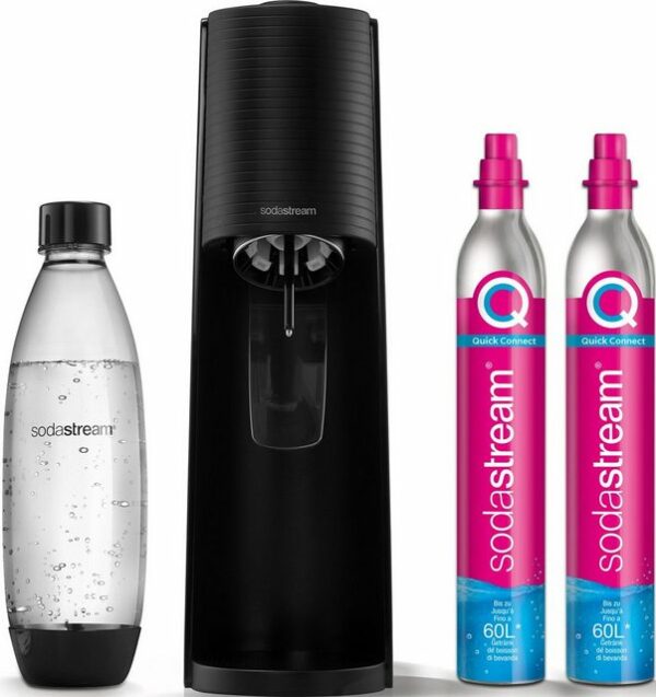 SodaStream Wassersprudler "TERRA Bundle", (Set, 4-tlg), 1x SodaStream Wassersprudler TERRA schwarz, 2x CO2-Zylinder CQC und 1x 1L spülmaschinenfeste Kunststoff-Flasche