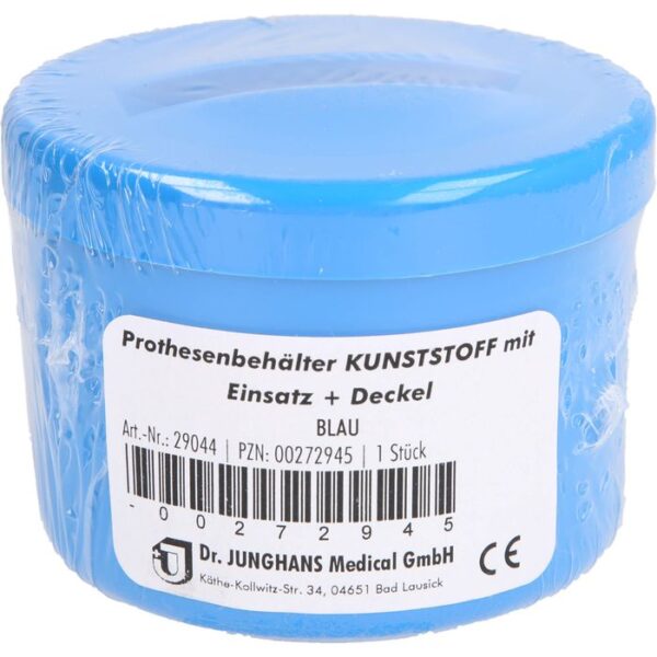 PROTHESENBEHÄLTER Kunststoff mit Deckel blau 1 St.