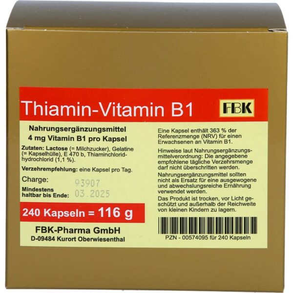 THIAMIN Kapseln Vitamin B1 240 St.