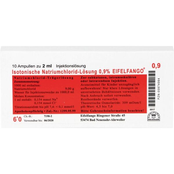 ISOTONISCHE NaCl Lösung 0,9% Eifelfango Inj.-Lsg. 20 ml