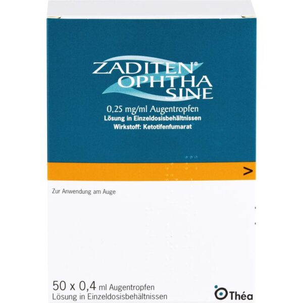 ZADITEN ophtha sine 0,25 mg/ml Augentr.Einzeldos. 50 St.