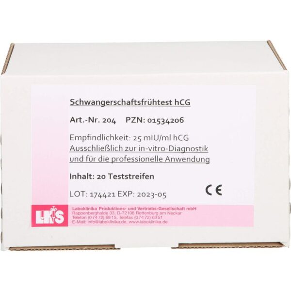 SCHWANGERSCHAFTS-FRÜHTEST hCG Teststreifen Urin 20 St.