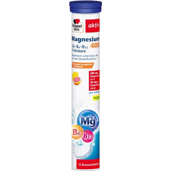 DOPPELHERZ Magnesium 400+B1+B6+B12+Folsäure BTA 15 St.