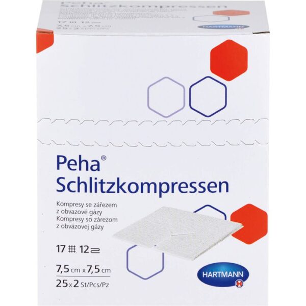 PEHA SCHLITZKOMPRESSEN 7,5x7,5 cm steril 50 St.