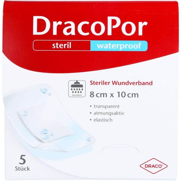 DRACOPOR waterproof Wundverband 8x10 cm steril 5 St.