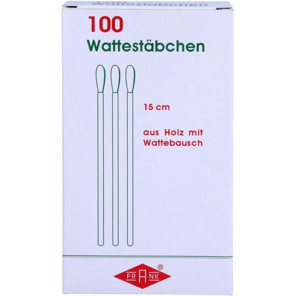 WATTESTÄBCHEN Holz 15 cm m.Wattebausch 100 St.