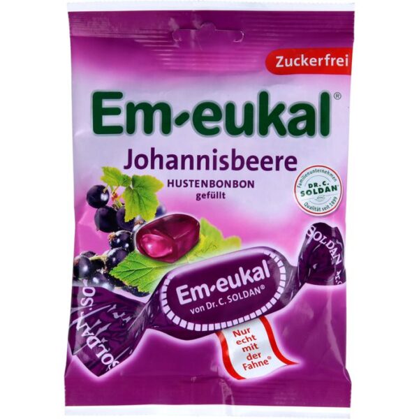 EM-EUKAL Bonbons Johannisbeere gefüllt zuckerfei 75 g