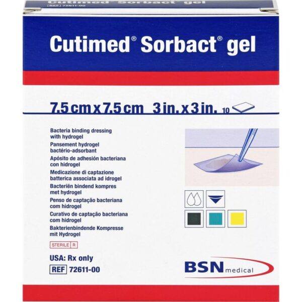 CUTIMED Sorbact Gel Kompressen 7,5x7,5 cm 10 St.