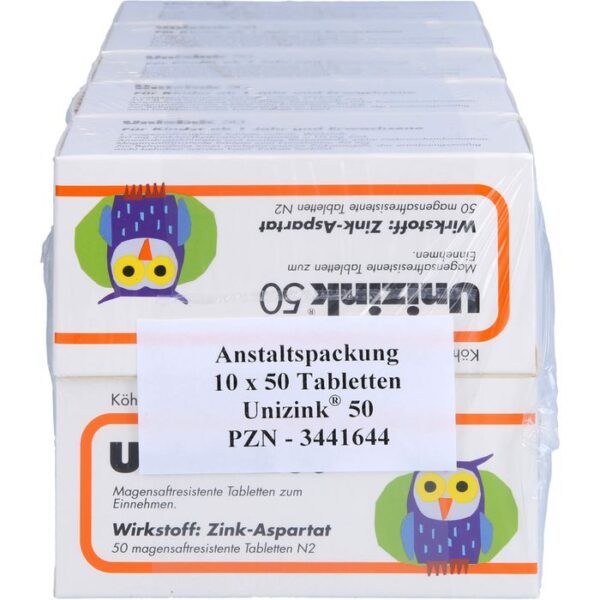 UNIZINK 50 magensaftresistente Tabletten 500 St.