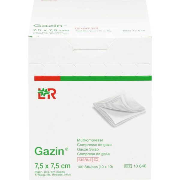 GAZIN Mullkomp.7,5x7,5 cm steril 8fach 100 St.