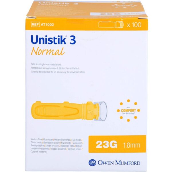 UNISTIK 3 Normal 1,8 mm Eindr.Tiefe Stechhilfe 100 St.