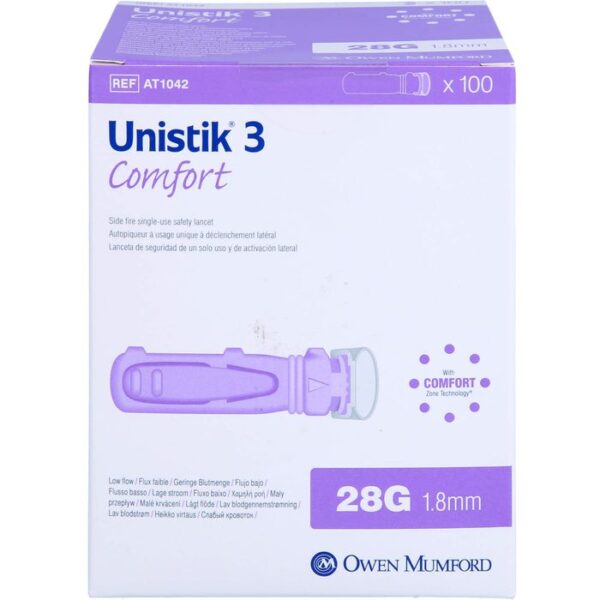 UNISTIK 3 Comfort 1,8 mm Eindr.Tiefe Stechhilfe 100 St.