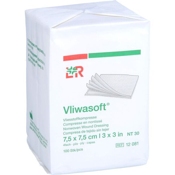 VLIWASOFT Vlieskompressen unsteril 7,5x7,5 cm 4l. 100 St.