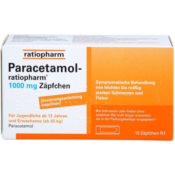 PARACETAMOL-ratiopharm 1.000 mg Zäpfchen 10 St.