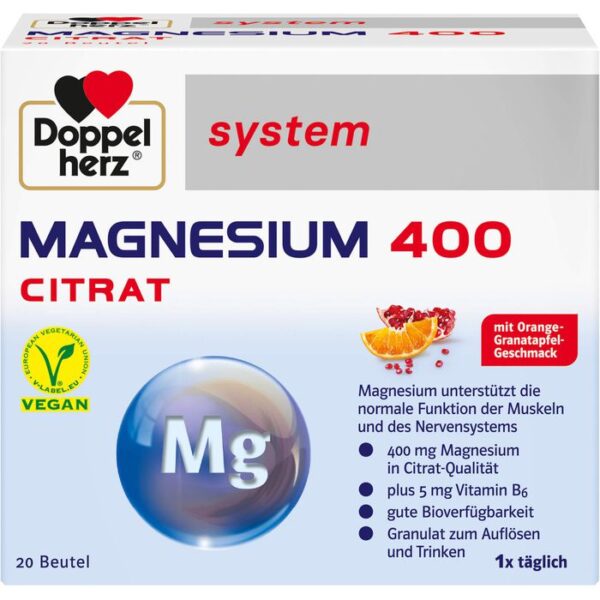 DOPPELHERZ Magnesium 400 Citrat system Granulat 20 St.