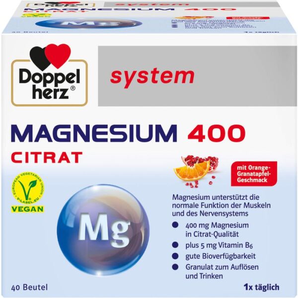 DOPPELHERZ Magnesium 400 Citrat system Granulat 40 St.