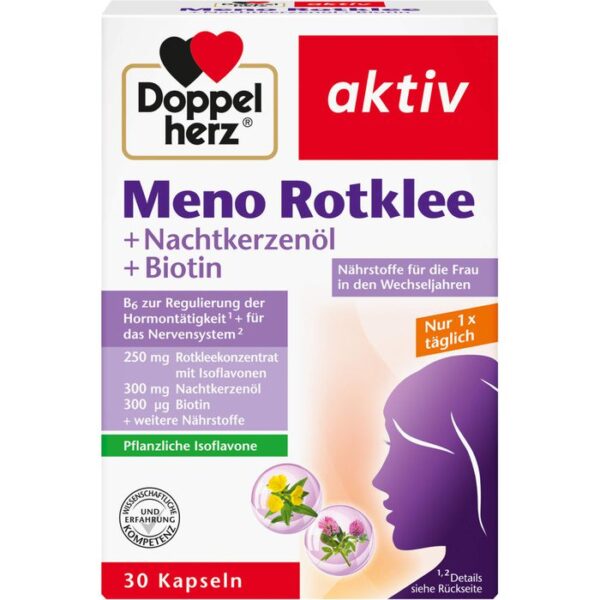 DOPPELHERZ Meno Rotklee+Nachtkerzenöl+Biotin Kaps. 30 St.