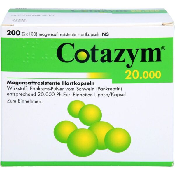 COTAZYM 20.000 Pellets magensaftresistente Kapseln 200 St.