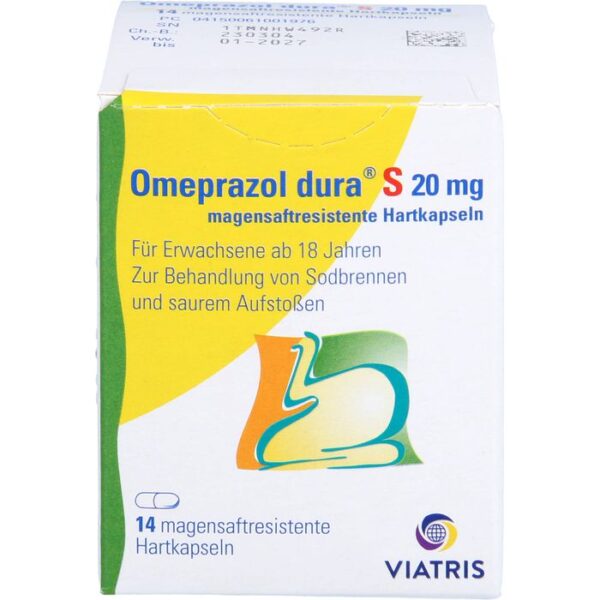 OMEPRAZOL dura S 20 mg magensaftresist.Hartkapseln 14 St.