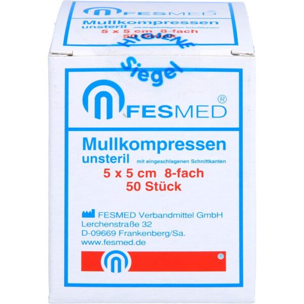 MULLKOMPRESSEN ES 5x5 cm unsteril 8fach 50 St.