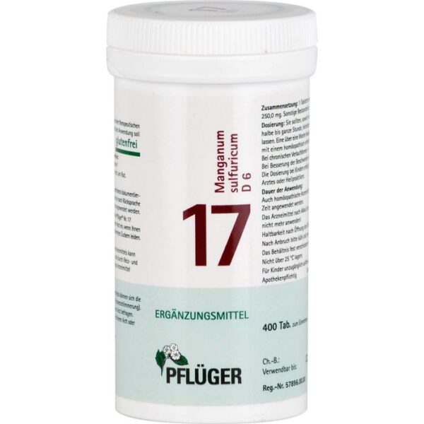 BIOCHEMIE Pflüger 17 Manganum sulfuricum D 6 Tabl. 400 St.