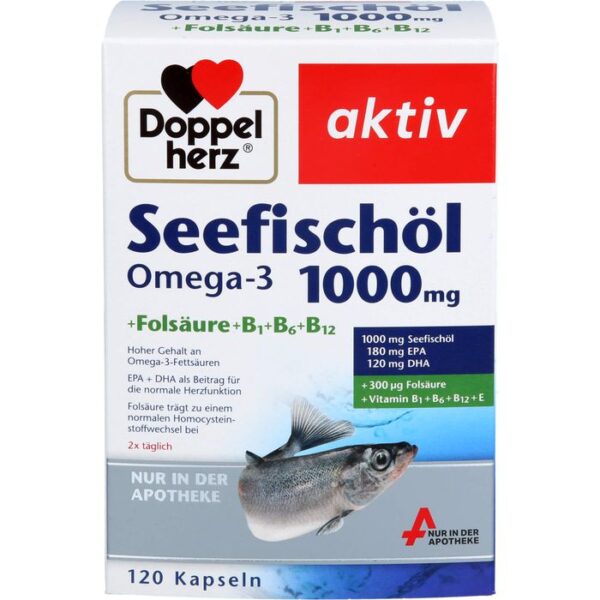 DOPPELHERZ Seefischöl Omega-3 1.000 mg+Fols.Kaps. 120 St.