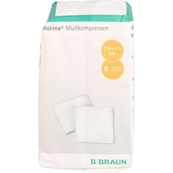 ASKINA Mullkompressen 7,5x7,5 cm unsteril 8fach 100 St.