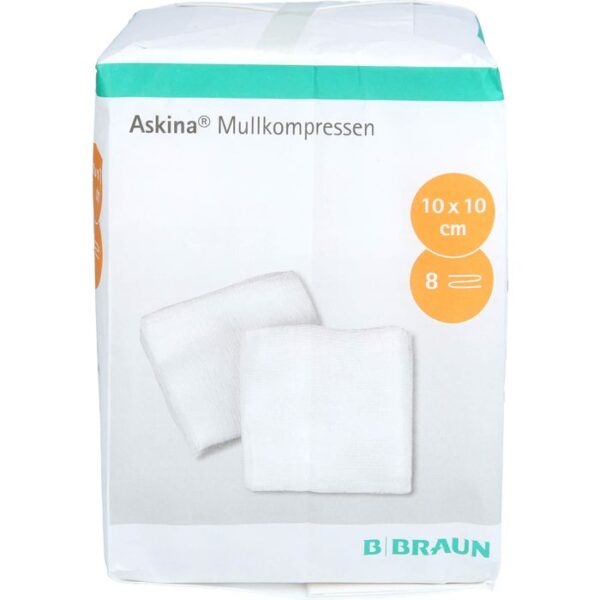 ASKINA Mullkompressen 10x10 cm unsteril 8fach 100 St.