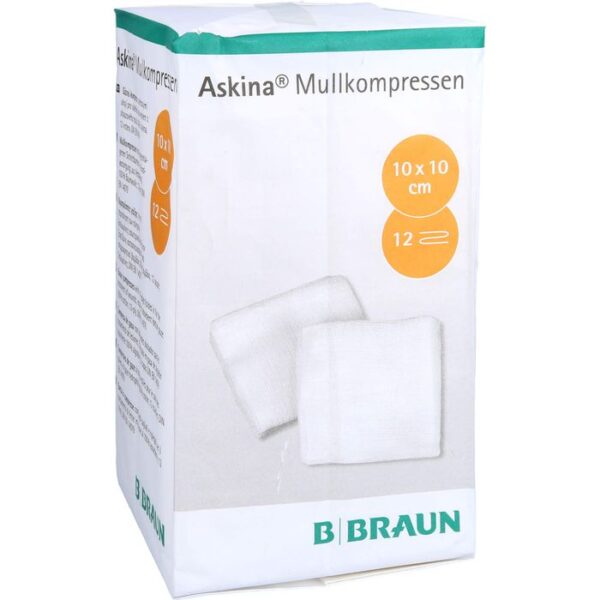 ASKINA Mullkompressen 10x10 cm unsteril 12fach 100 St.