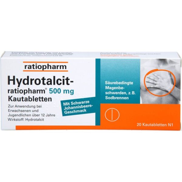 HYDROTALCIT-ratiopharm 500 mg Kautabletten 20 St.