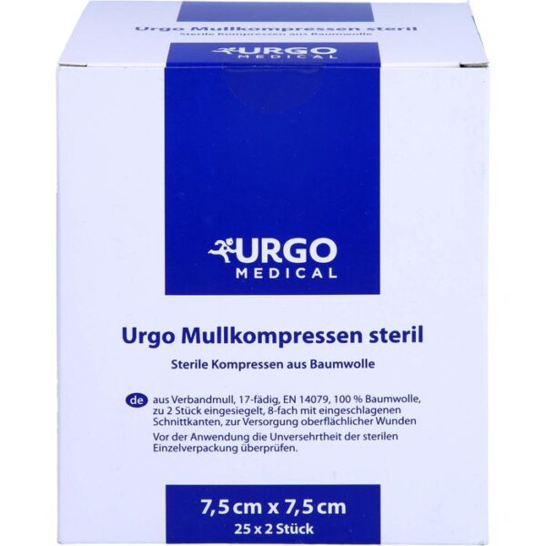 URGO MULLKOMPRESSEN 7,5x7,5 cm steril 50 St.