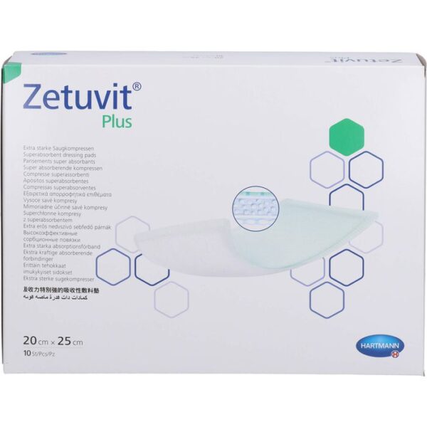 ZETUVIT Plus extrastarke Saugkompr.steril 20x25 cm 10 St.