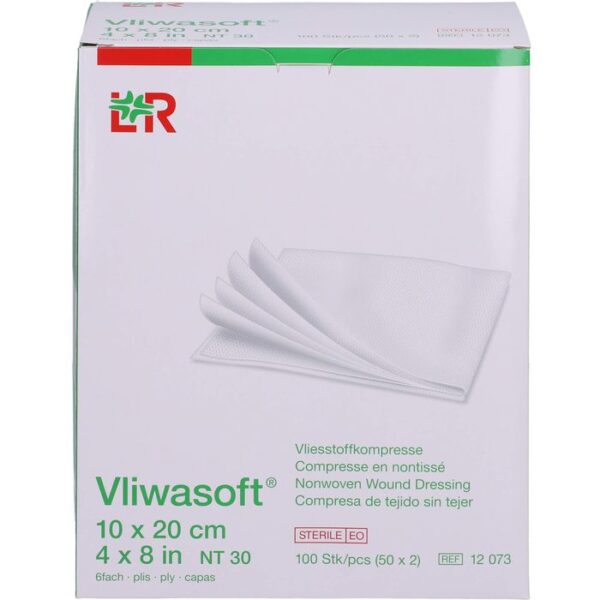 VLIWASOFT Vlieskompressen steril 10x20 cm 6l. 100 St.