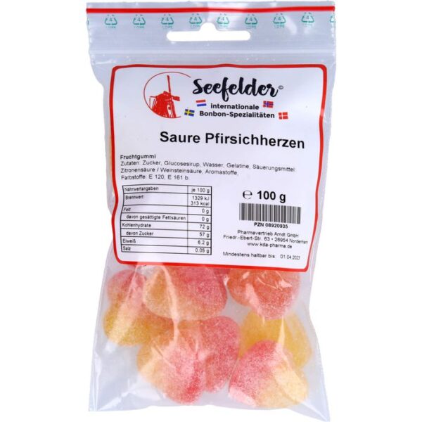 SEEFELDER saure Pfirsichherzen KDA 100 g