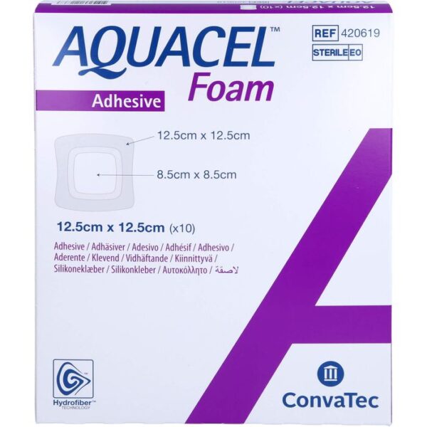 AQUACEL Foam adhäsiv 12,5x12,5 cm Verband 10 St.