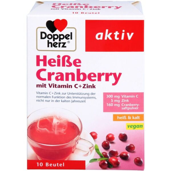 DOPPELHERZ heiße Cranberry m.Vit.C+Zink Granulat 10 St.