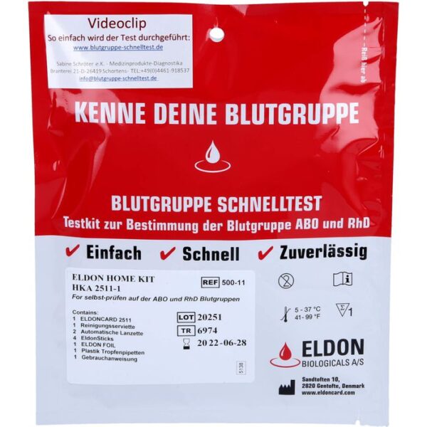 BLUTGRUPPE Schnelltest Eldon Home-Kit HKA 2511-1 1 St.