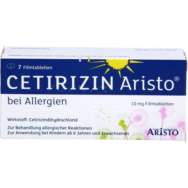 CETIRIZIN Aristo bei Allergien 10 mg Filmtabletten 7 St.