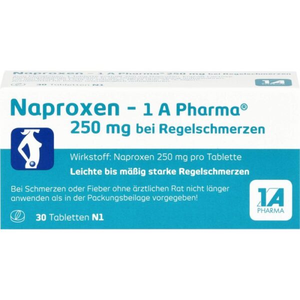 NAPROXEN-1A Pharma 250 mg b.Regelschmerzen Tabl. 30 St.