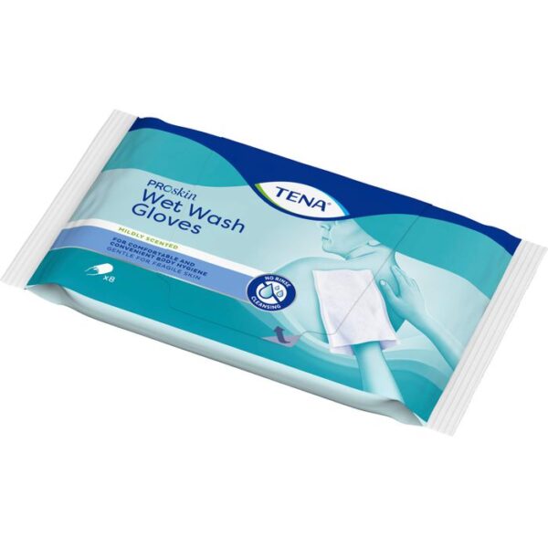 TENA WET Wash Glove parfümiert 15x23 cm blau 8 St.