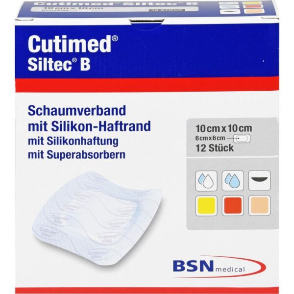 CUTIMED Siltec B Schaumverb.10x10 cm m.Haftr. 12 St.