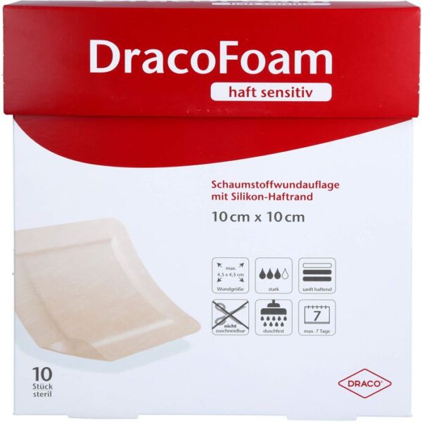 DRACOFOAM Haft sensitiv Schaumst.Wund.10x10 cm 10 St.