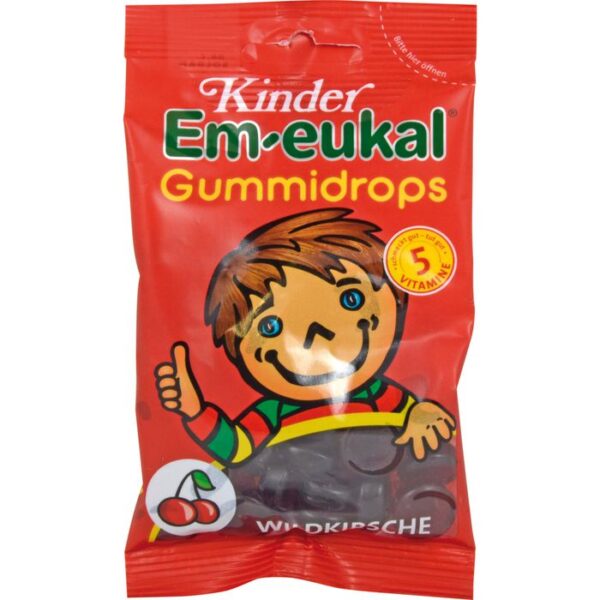 EM-EUKAL Kinder Gummidrops Wildkirsche zuckerhalt. 75 g