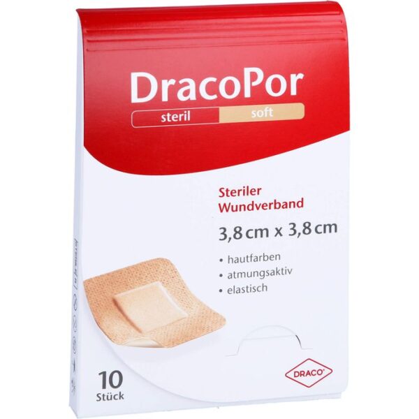 DRACOPOR Wundverband 3,8x3,8 cm steril hautfarben 10 St.