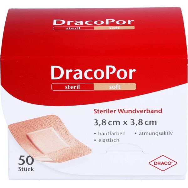 DRACOPOR Wundverband 3,8x3,8 cm steril hautfarben 50 St.