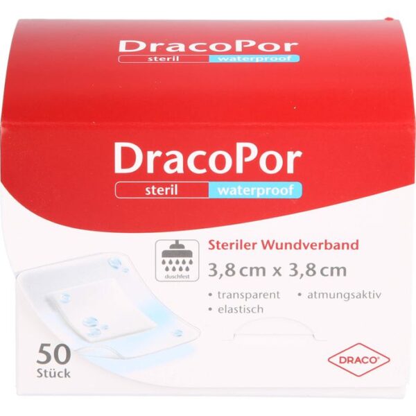 DRACOPOR waterproof Wundverband 3,8x3,8 cm steril 50 St.