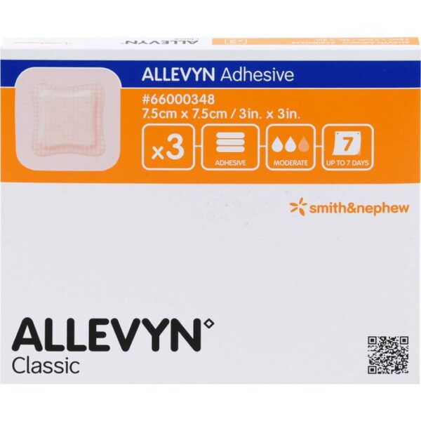 ALLEVYN Adhesive 7,5x7,5 cm haftende Wundauflage 3 St.