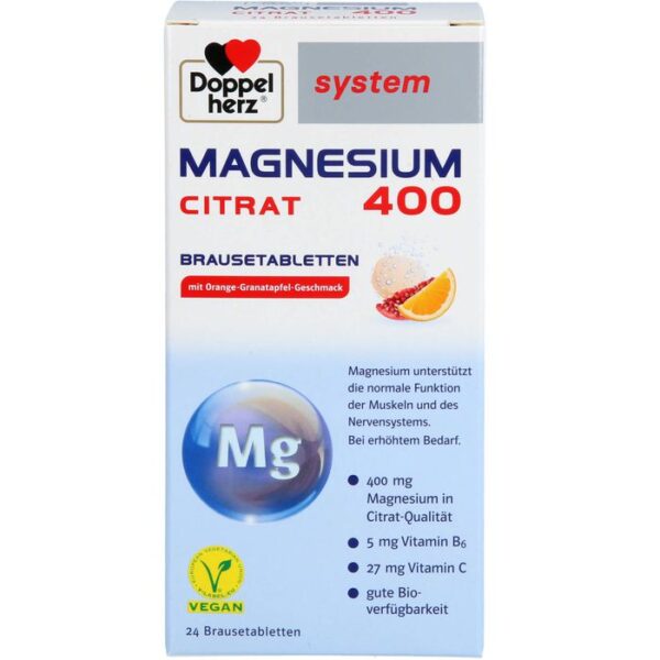 DOPPELHERZ Magnesium 400 Citrat system Brausetabl. 24 St.