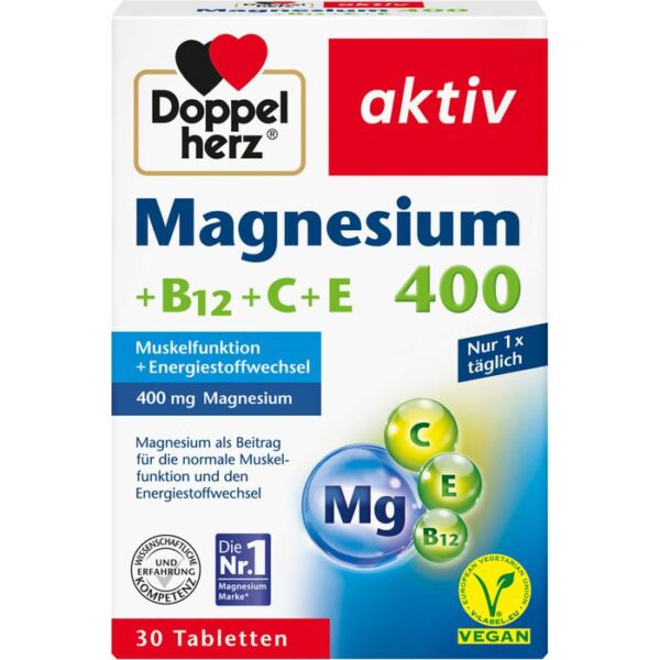 DOPPELHERZ Magnesium 400+B12+C+E Tabletten 30 St.